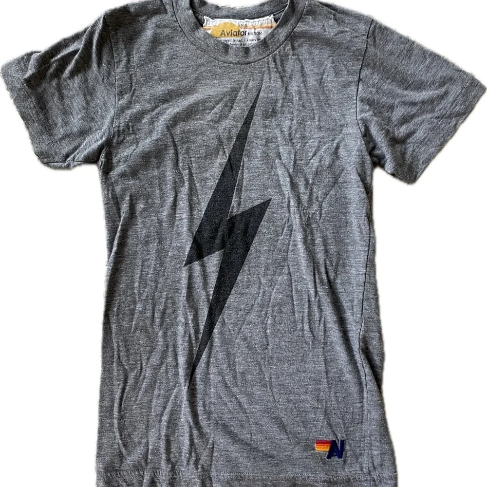Aviator Nation Gray Lightning Bolt LADIES XS T-Shirt - Picture 1 of 3